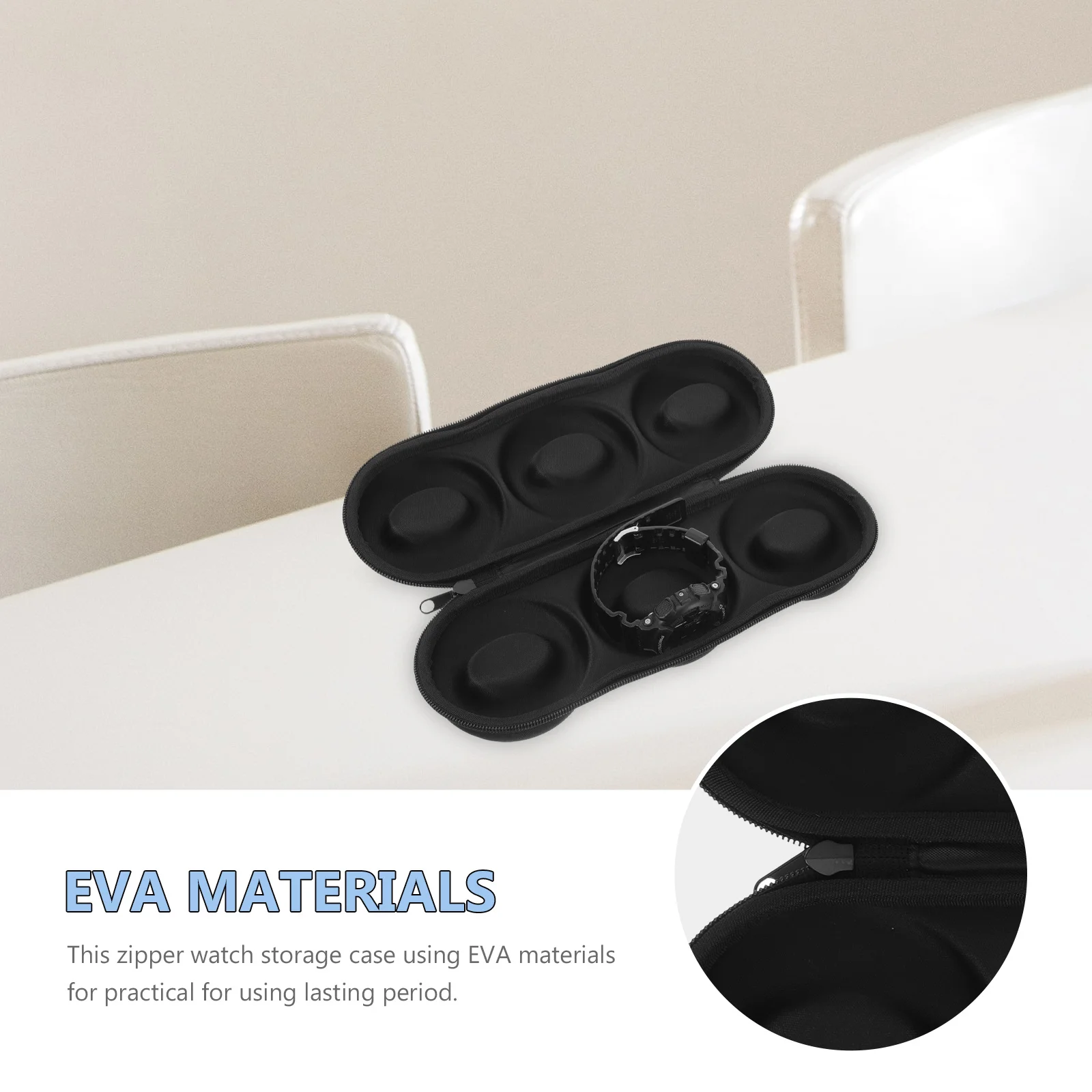 

3-Slot Eva Watch Storage Box Portable Watch Organizer Holder for Travel Outdoor Use Anti-Scratch Waterproof Protective Case