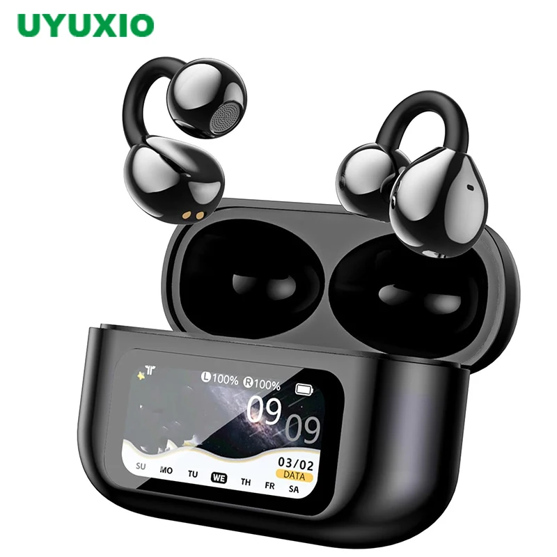 UYUXIO AI Language Translation Headphones with 150 Languages Real Time Earbuds Translator OWS Ear Buds with LCD Touch Screen