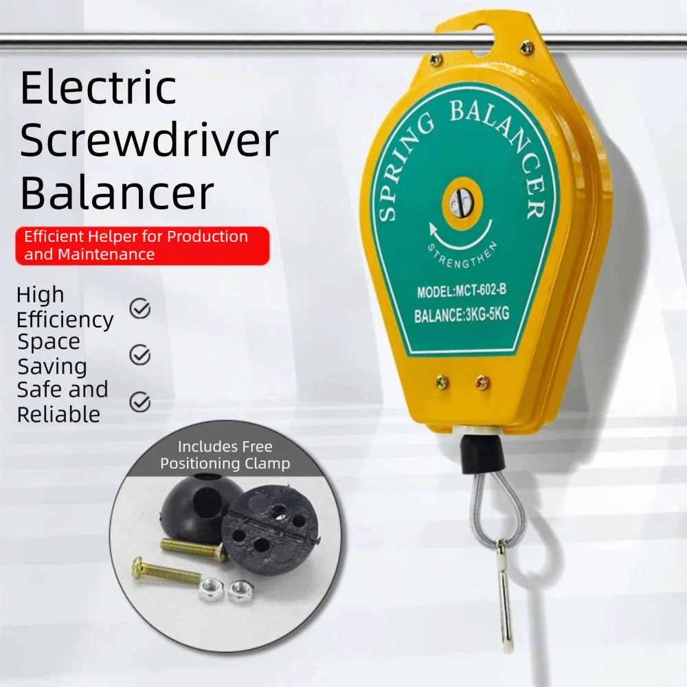 Steel Wire Rope Spring Balancer 3 to 5Kg Load Ergonomic Design Retractable Tool Holder Space-Saving Long-Lasting Coil