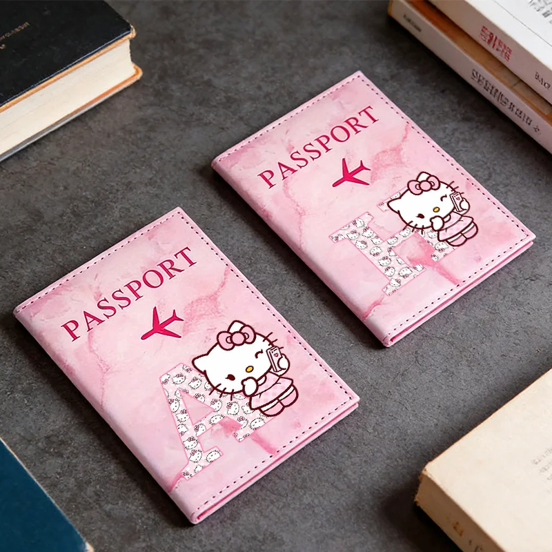 Anime Figure Passport Cover Women Protective Card Holder Certificate Covers Organizer Cat Letter Initials Travel Passports Case