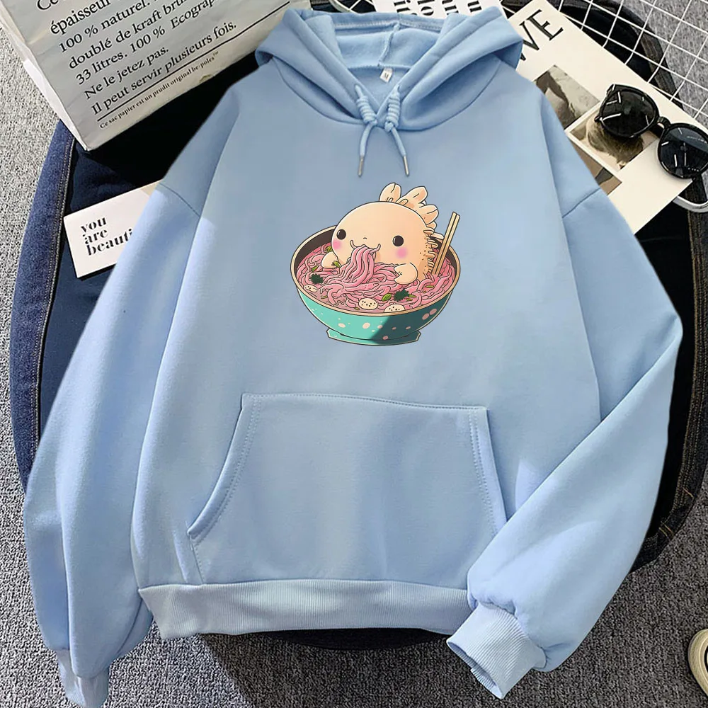 

Axolotl Eating Ramen Graphic Hoodies Cartoon Kawaii Printing Sweatshirts for Women/Men Cute Girls Winter Comfortable Pullovers