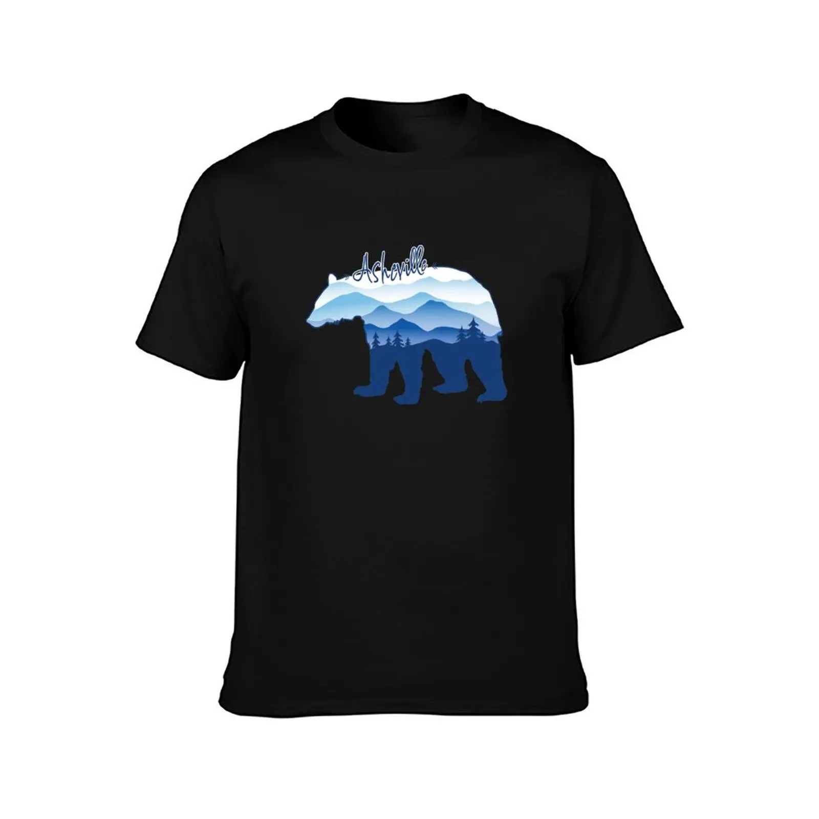 Asheville Blue Ridge Mountains - Black Bear - Blue on White 26 T-Shirt Plus Size Comfort Fit Tee