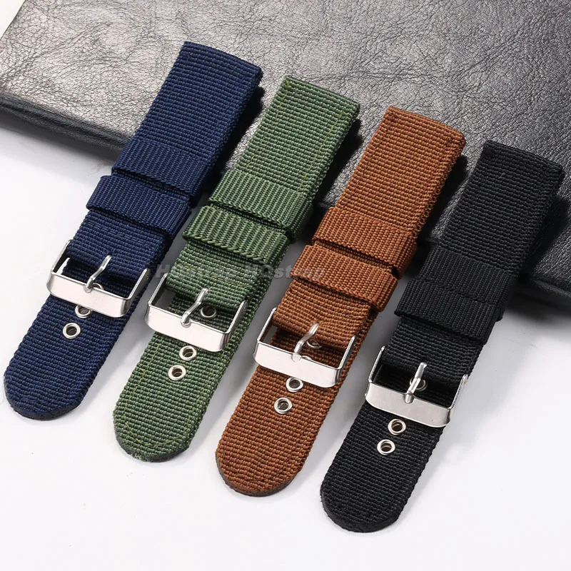 ผ้าใบนุ่ม 16 มม.18 มม.20 มม.22 มม.24 มม.ไนลอนสําหรับ Samsung Galaxy สําหรับ Seiko สร้อยข้อมือทหารกีฬา ...