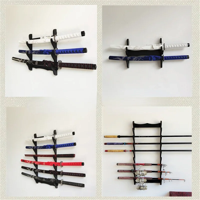 Wall Katana Organizer Support Wooden Sabre Sword Stand Shelf Display Real Size Japanese Katana Holder Rack Decoration Ornament