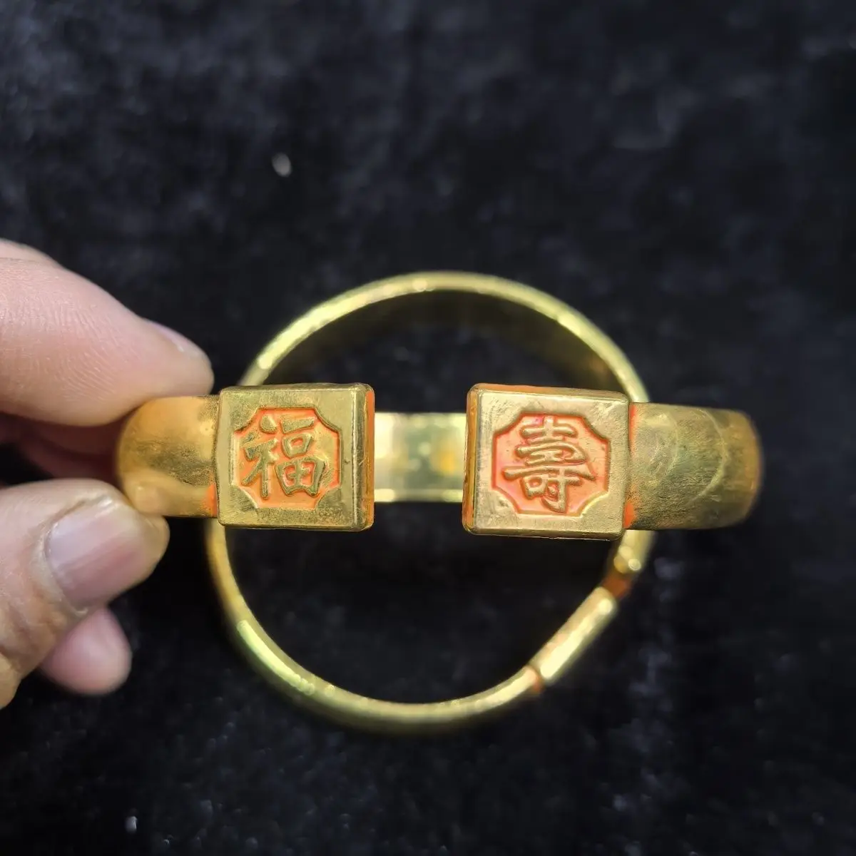 Antique   gilt mandarin duck lotus  open blessing and longevity