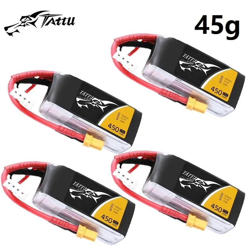 HOT TATTU 75C 450mAh 11.1V Lipo Battery With XT30 Plug For RC Helicopter Quadcopter FPV Racing Drone Parts 3S Battery