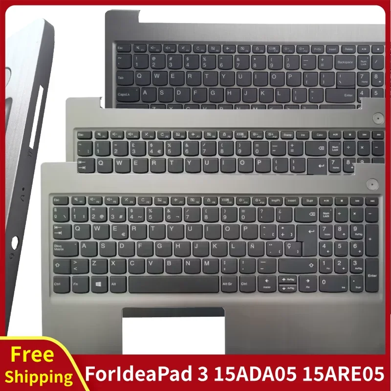 New For IdeaPad 3 15ADA05 15IGL05 15ARE05 15IML05 15IIL05 US/UK/Spanish/Brazil/French/Russian Keyboard Palmrest Upper Cover Part