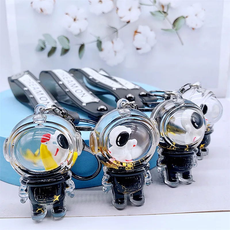 Creative Internet Red Black Gold Into The Oil Astronaut Pendant Cartoon Cute Keychain Car Accessories Bag Pendant Astronaut