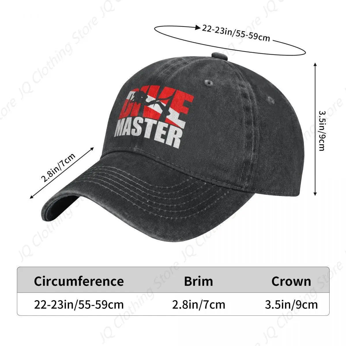 Dive Master Washed Baseball Cap Scuba Diving Casual Trucker Hat Summer Women Men Hunting Camping Baseball Caps