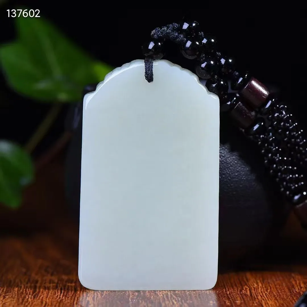 Natural 100% real green white hetian jade carve Enlightenment Bless peace pendant necklace jewellery for men women gifts luck