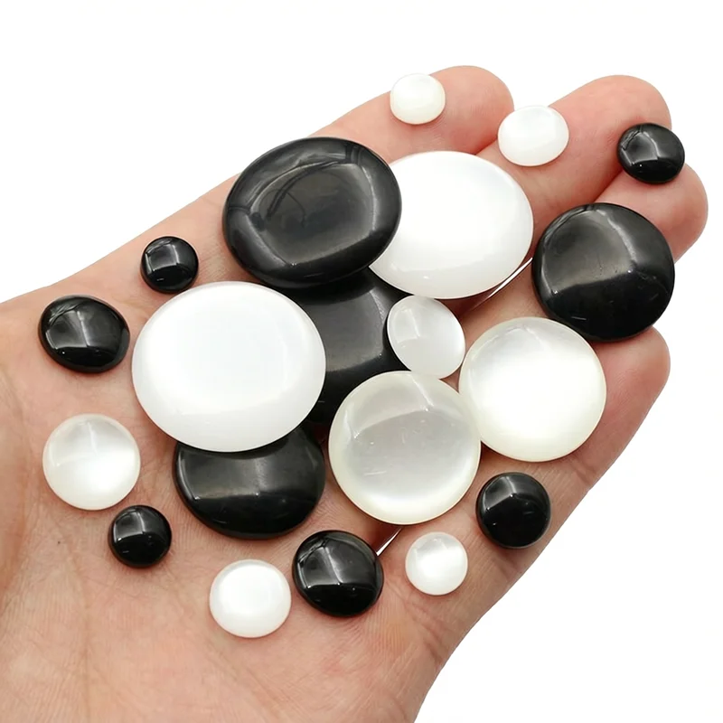 10-40pcs Black/White Cabochons Cameo 8mm 10mm 12mm 20mm 25mm Round Resin Cabochons Dome DIY Jewelry Making Accessories Findings