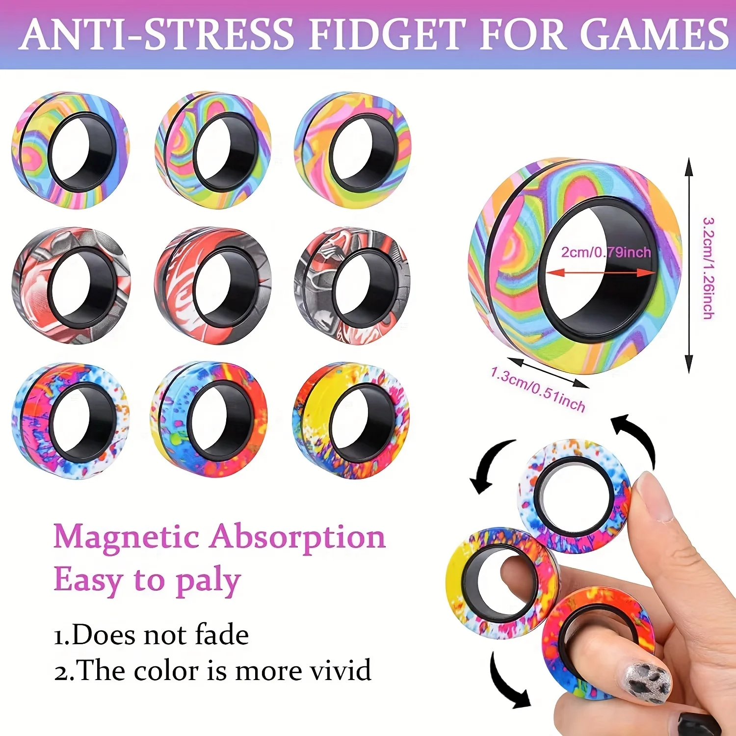 

Decompression Magnetic Finger Ring Ring Fidget Magnet Toys Halloween/Thanksgiving Day/Christmas Gift