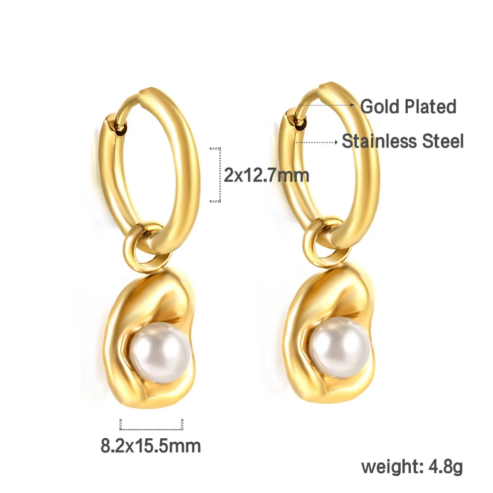 Vintage Moon Crescent Round Pendant Huggie Hoop Earrings for Women 316L Stainless Steel Dainty Minimalist Daily Fashion Jewelry