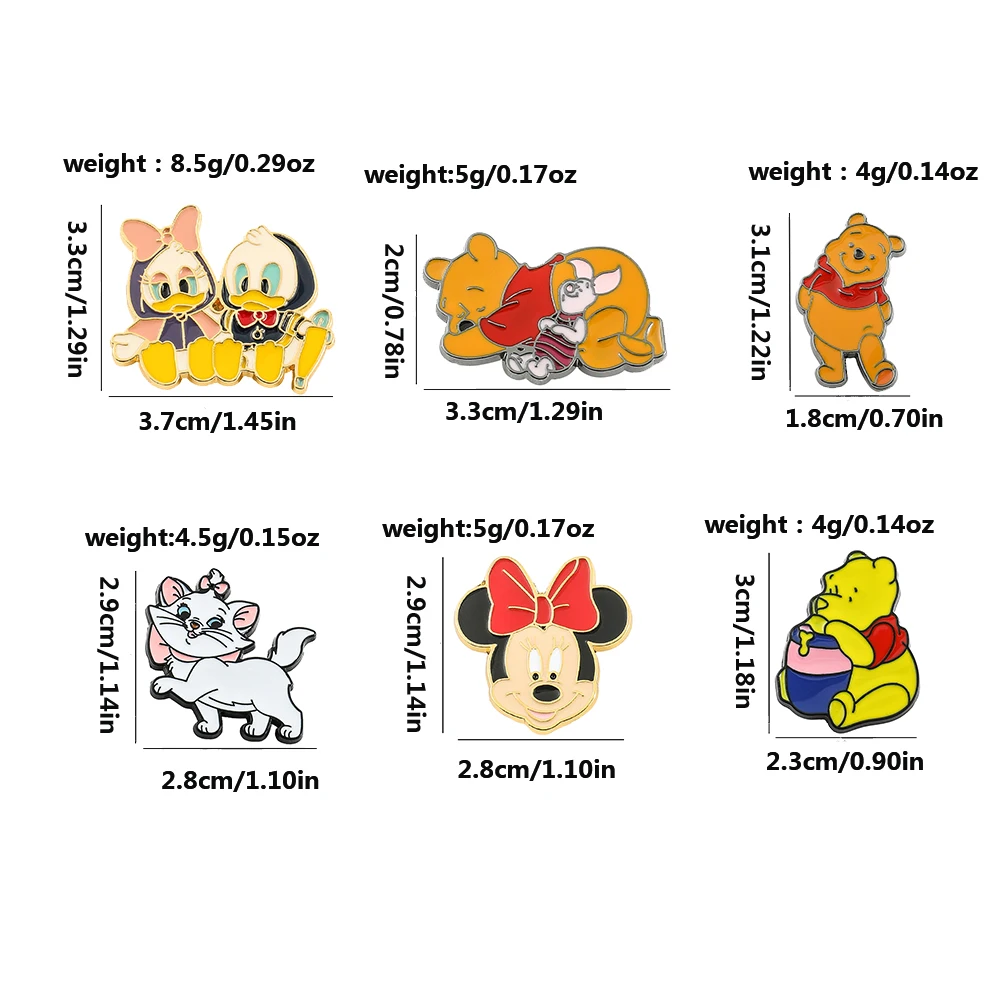 Broche de dibujos animados de Los Aristogatos, Pin esmaltado de Minnie Mouse para mochila, joyería de ropa, insignia de Metal, accesorios de regalo, 4/5 piezas