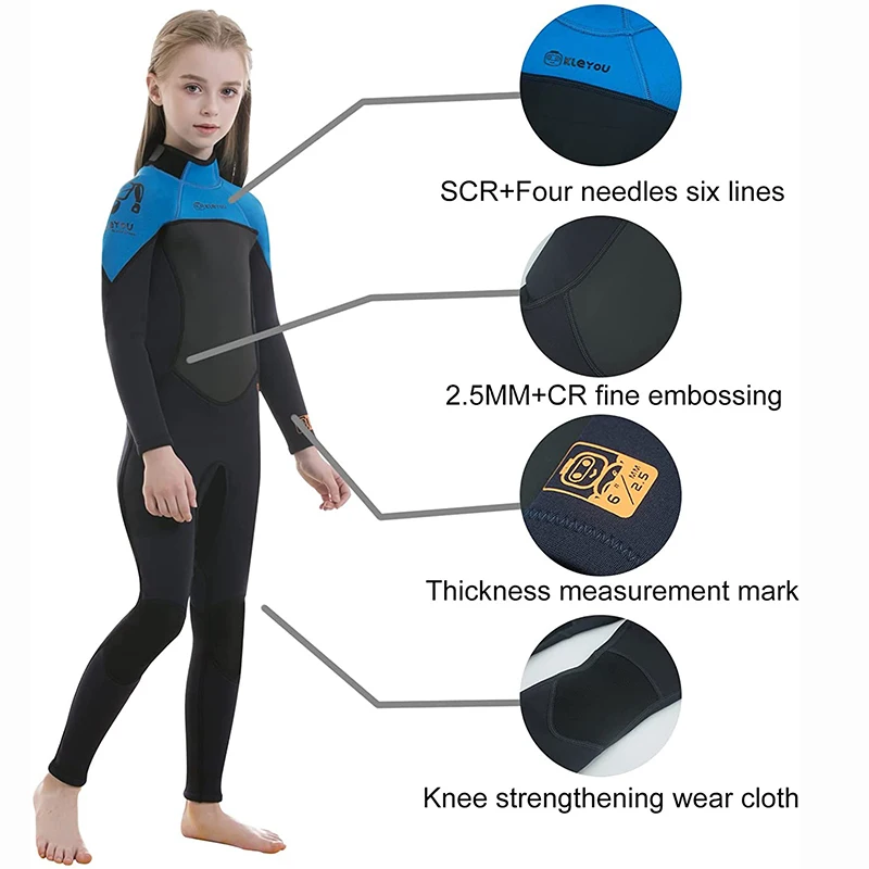 2.5MM Neoprene Wetsuit For Kids Thermal Full Swimsuit Youth Surf Scuba Diving Suit Underwater Freediving Set Thick Beach Wear