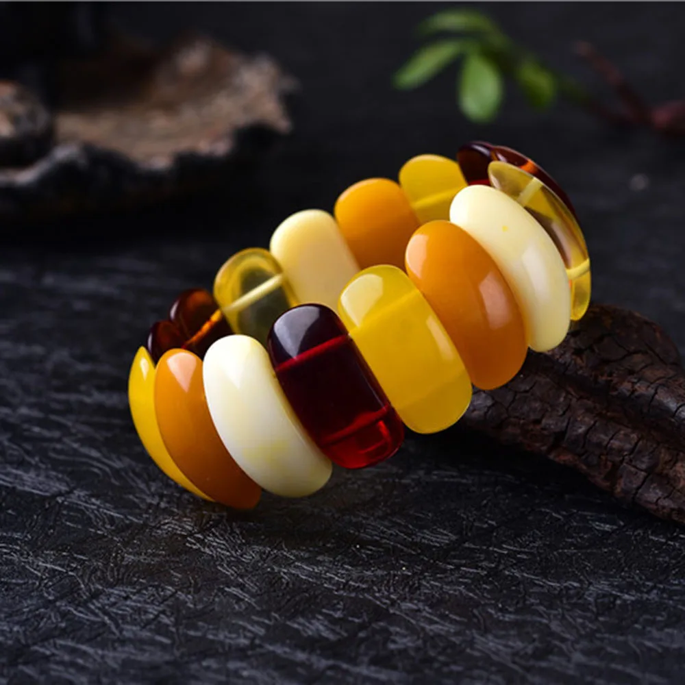 

Natural Amber Gold Amber Flower Amber Buddha Beads Single Ring Bracelet Baltic Sea Beeswax Bracelet for Men and Women Gifts