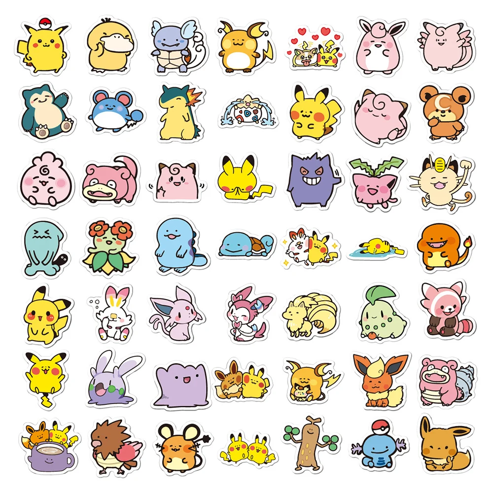 Autocollants de Dessin Animé Pokémon pour Enfant, Décalcomanies Amusantes, Jouet, Carnet de Notes, Bagages, Téléphone, Mignon, Pikachu, Décoration, 10/30/100 Pièces