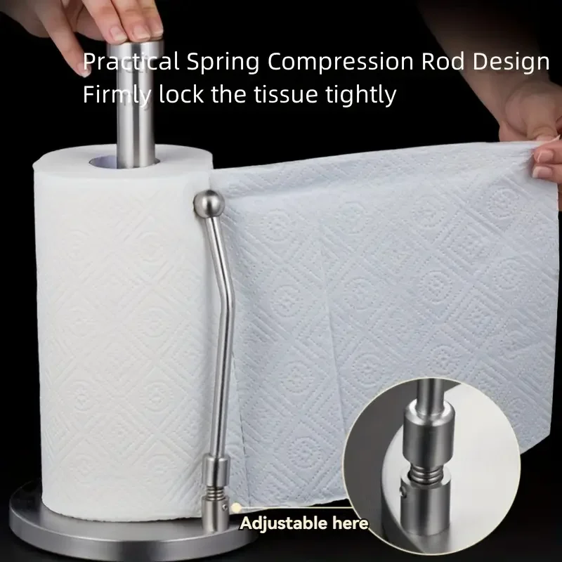 

Stainless Steel Paper Holder Vertical Weighted Base Paper Roll Stand Non-Slip Freshness Film Shelf for Kitchen