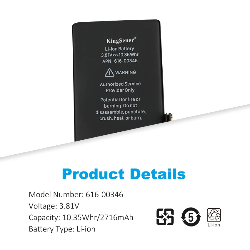 Batería de repuesto KingSener 616-00346 para iPhone X A1865, A1901, A1902, 3.81V 10.35WH/2716mAh, herramientas gratis 4