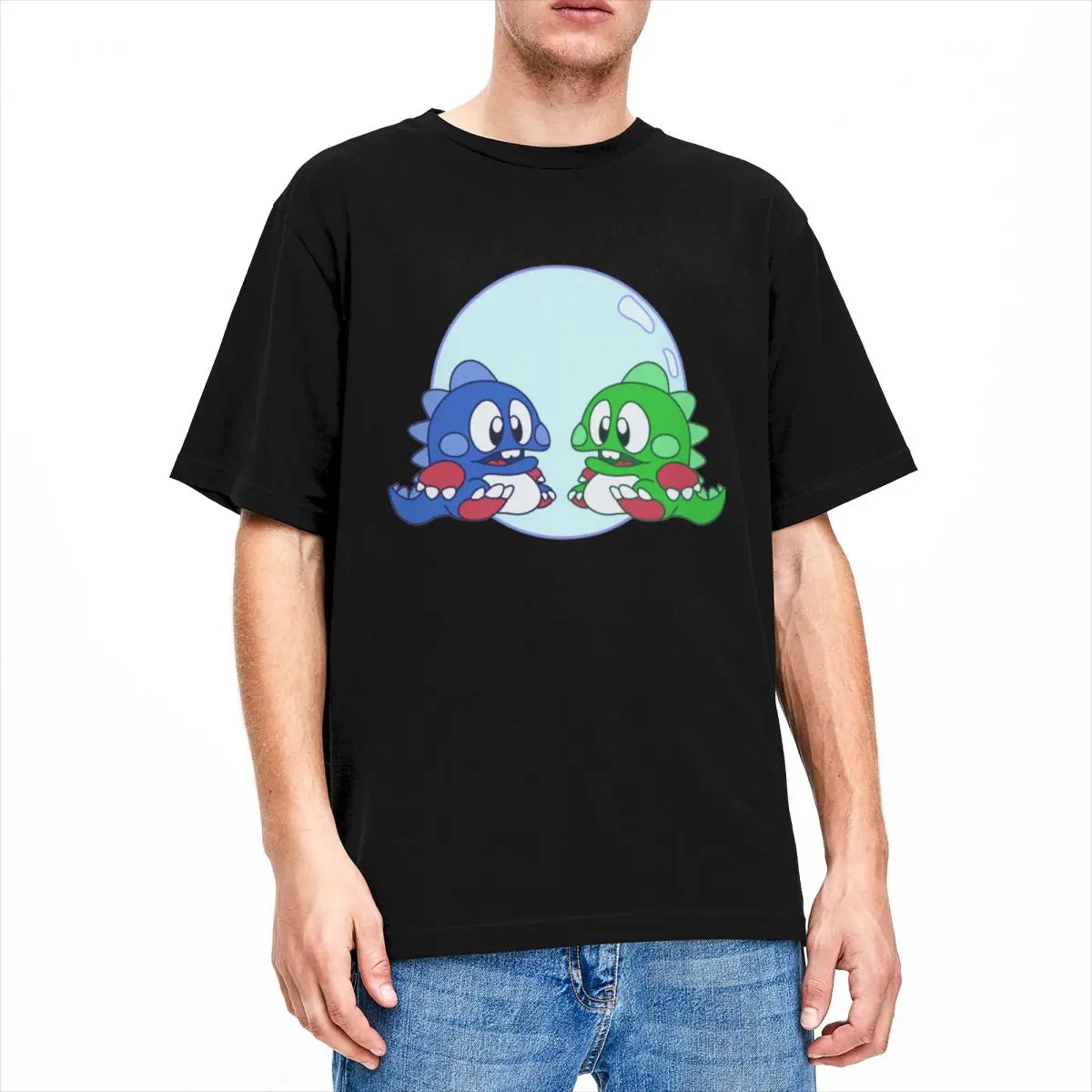 Arcade Game Bubble Bobble Merch Shirt for Men Women Vintage Pure Cotton T Shirt Round Collar Short Sleeve Big Size Tops