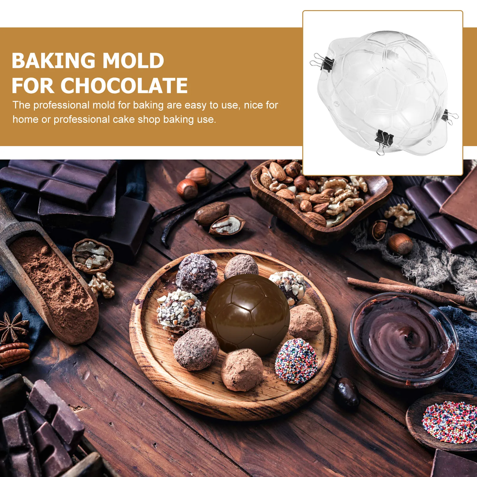 

2Pcs Football Chocolate DIY Molds Plastic 3D Cake Cookie Candy Mold Nonstick Baking Mold for Chocolate Supplies