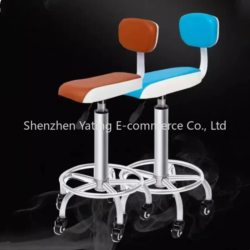 เก้าอี้ครัวแบบปรับระดับได้ 1 ตัว ใหม่ เก้าอี้ทำงานในร้านตัดผม เก้าอี้บาร์แบบมีล้อเลื่อน เก้าอี้บาร์แบบมีพนักพิง