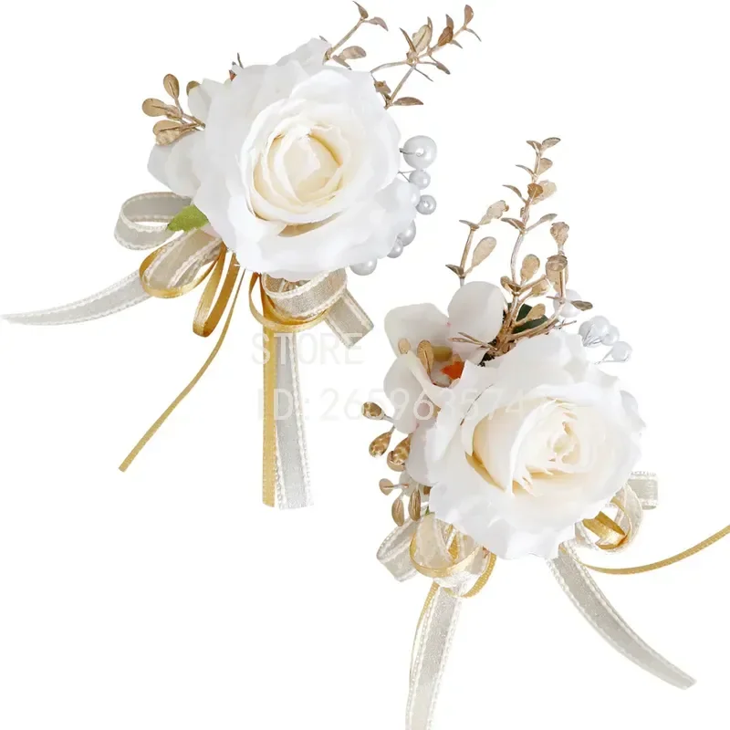 for Simulation Rose Corsage Wrist Flower Wedding Groom Bride Placket Flower Banquet Sisters Best Friend Cross-border