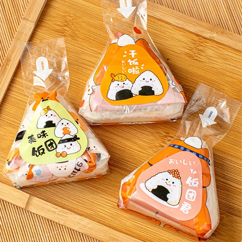 Bolsa de embalaje de bolas de arroz triangular, envoltura de Onigiri, bolsa de Sushi de algas marinas, molde para hacer Sushi, accesorios Bento, 100 Uds.