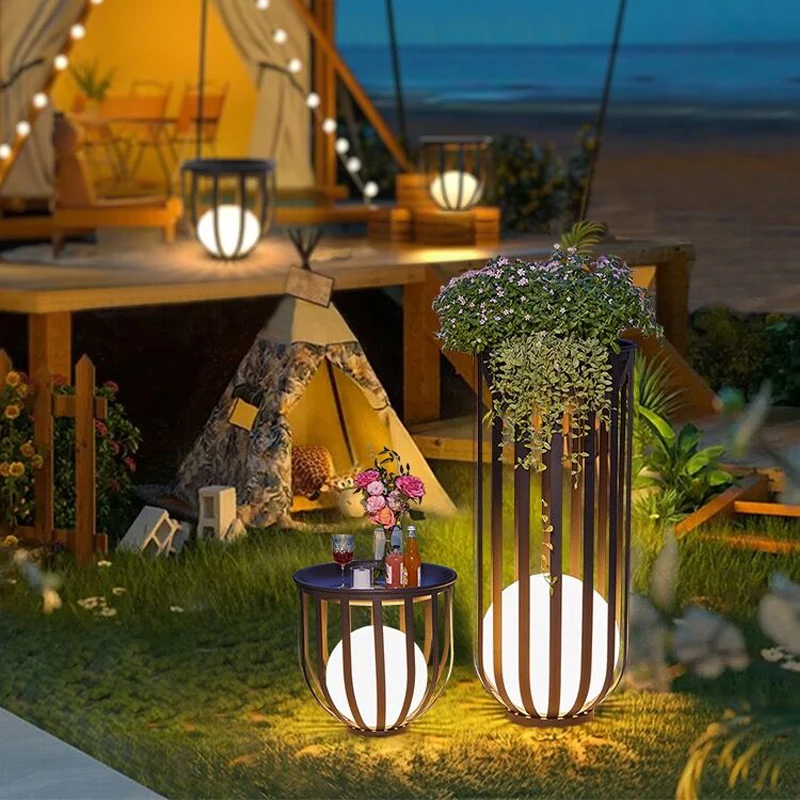 Modern Garden Tea Table Light Waterproof Lawn Lamp Solar Energy LED Landscape Lamp Outdoor Atmosphere Floor Lighting