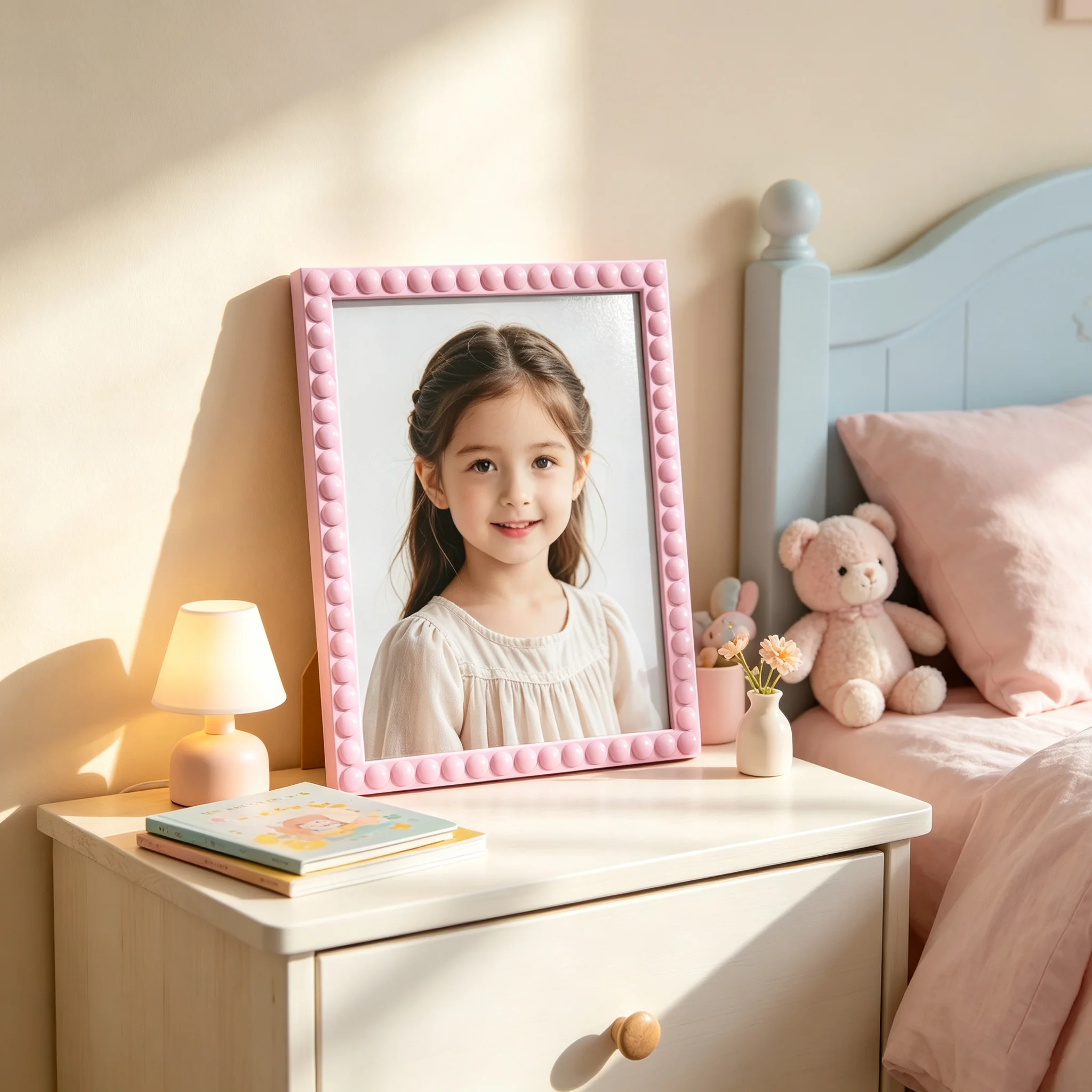 Cute Pink Picture Photo Frame Wall Hanging Tabletop Display Poster Art with Durable Plexiglass Cover Home Living Room Decor
