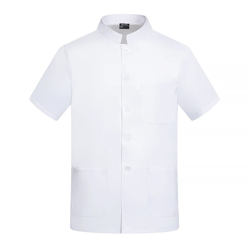 Abrigo de Chef Unisex, chaqueta de Chef de manga corta, camisa para hombres y mujeres, uniforme blanco y negro, ropa de trabajo de cocina para restaurante, camarero