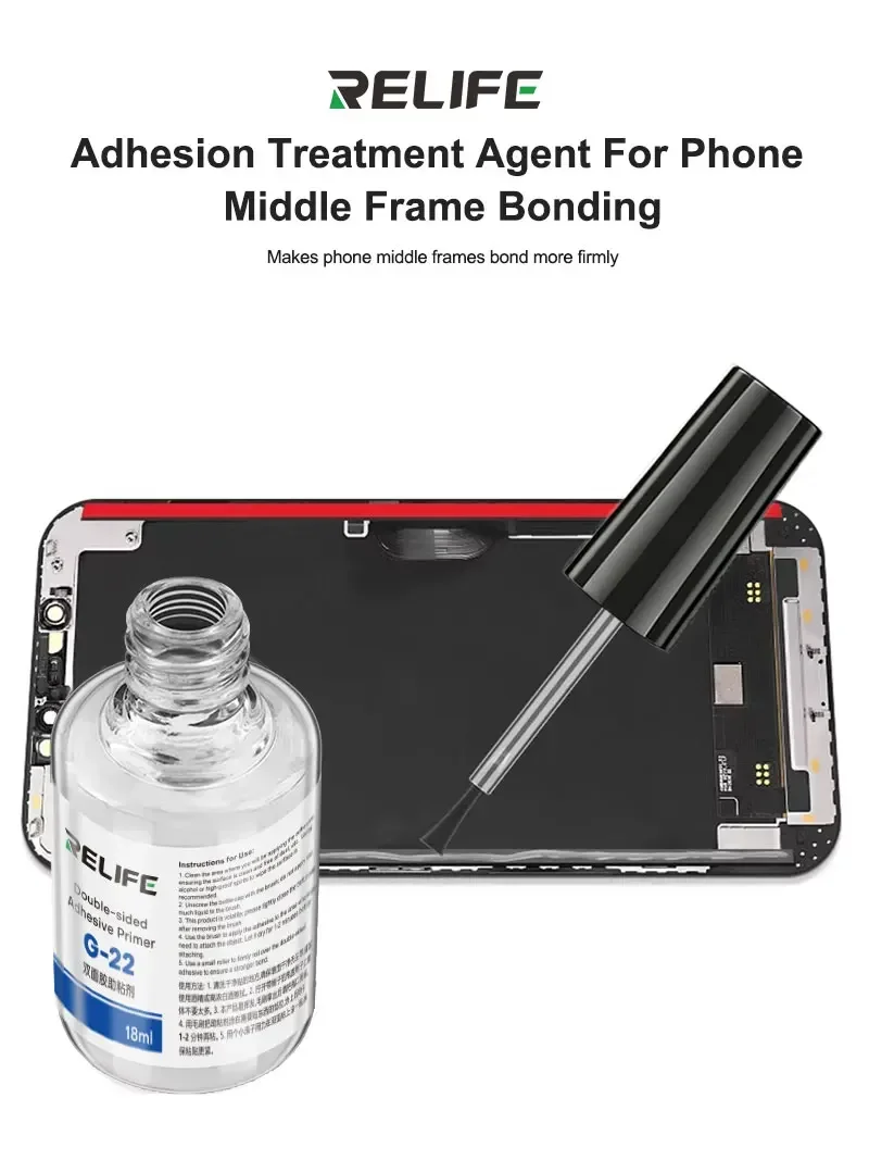 RELIFE G-22 18ml Doppelseitiger Klebstoff-Primer mit integriertem Pinsel, Haftvermittler für die Reparatur von Telefonrahmen und Glas – Detail 3
