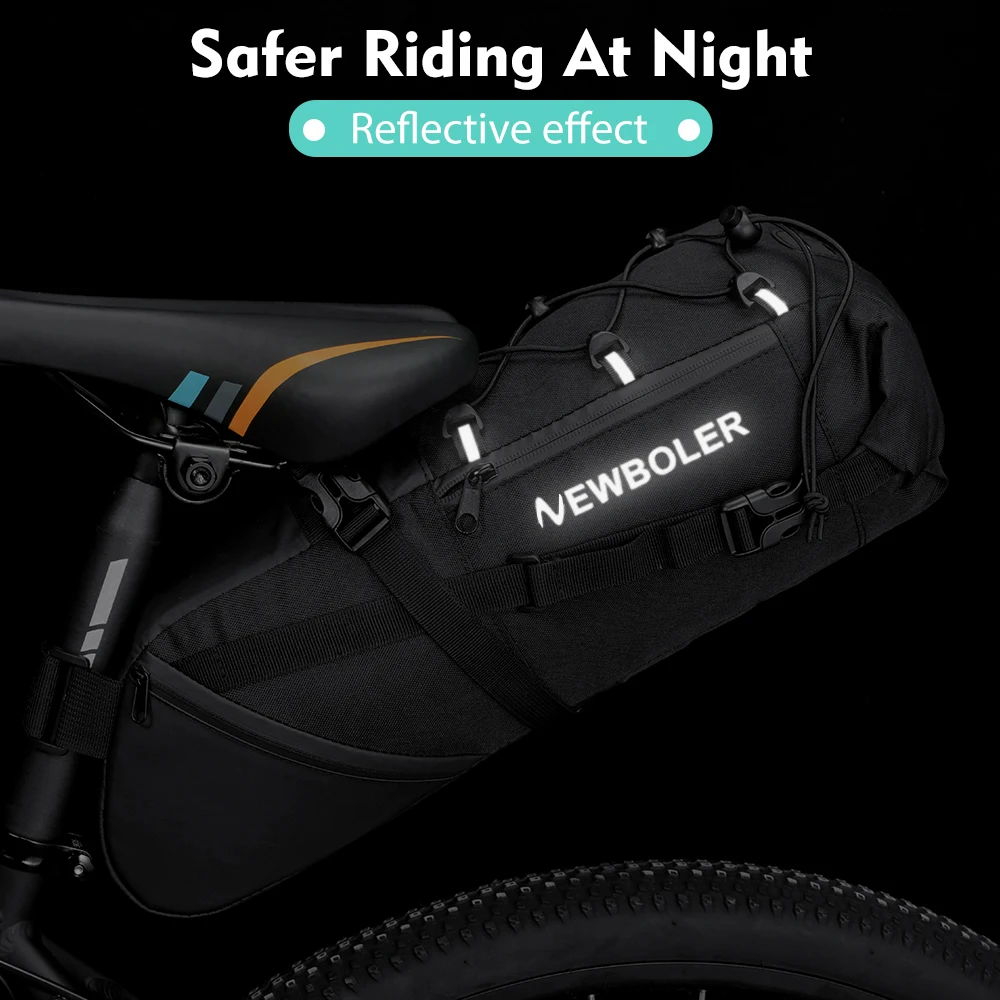 NEWBOLER Fahrradsatteltasche, wasserdicht, für MTB, Rennrad, 15 l, große Kapazität, Fahrradtasche, faltbar, Hecktasche, Zubehör für den Kofferraum – Detail 9