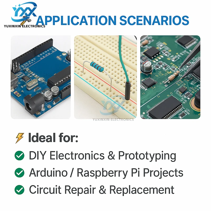 100PCS 1/4W 1% 금속 필름 저항기 색상 코드 유형 Arduino DIY 전자 수리 회로 구성 요소 용 0Ωto10MΩ 저항