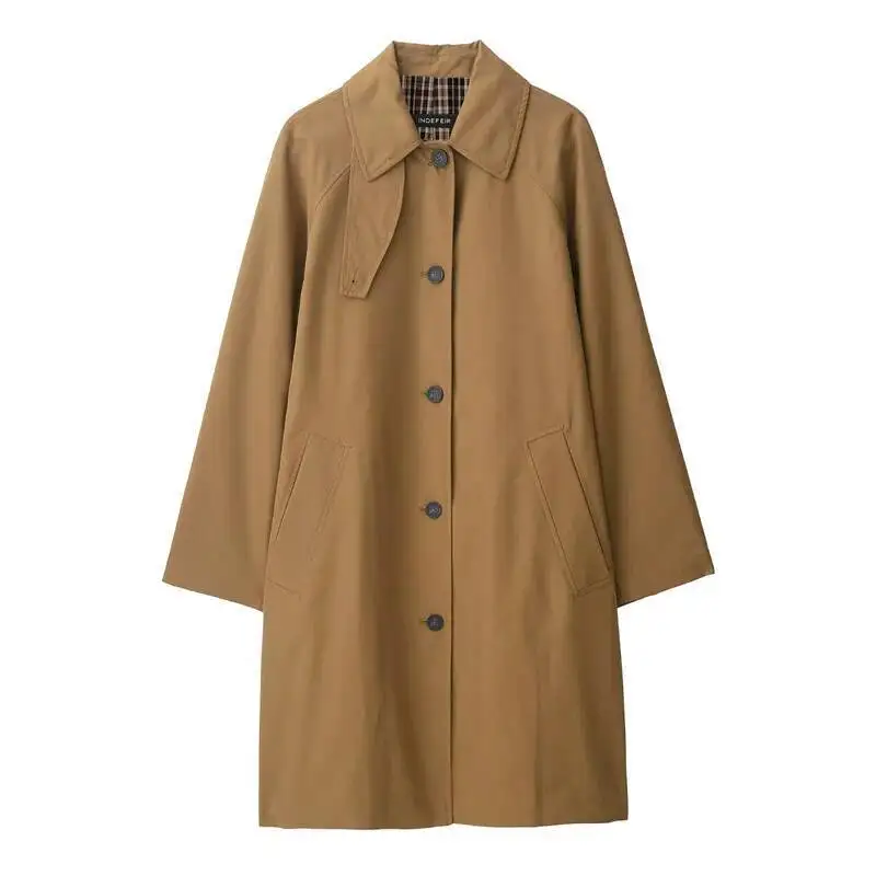 

Women's Fall 2025 New Camel Long Sleeve British Style Simple Trench Coat Jacket Casual Fashion Loose And Versatile