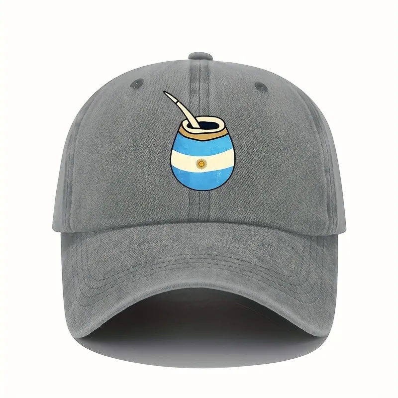 Gorra de Béisbol Unisex con Bandera de la Copa de Mate Argentina, Estilo Desgastado, Casual para Exteriores, Ajustable