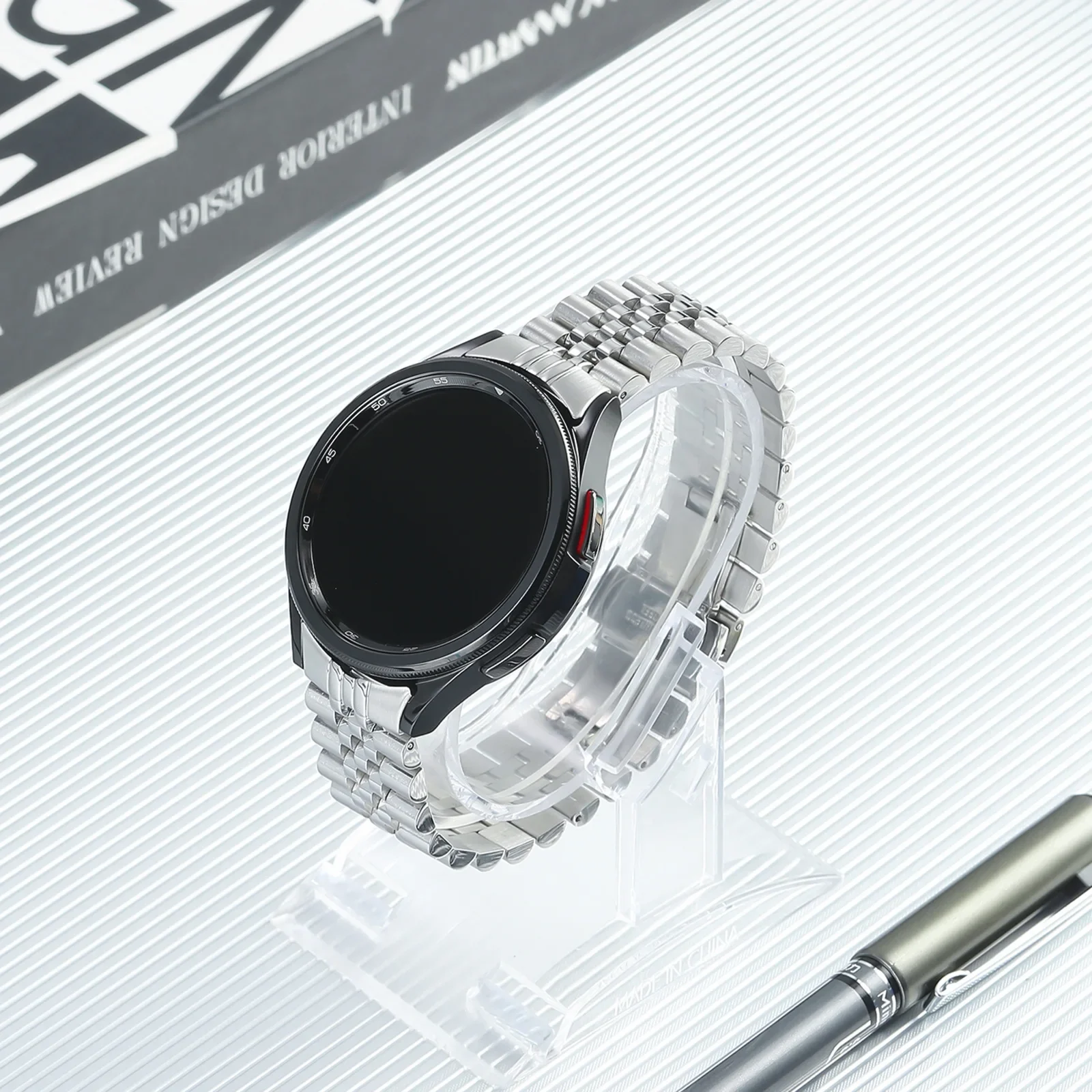 สายสแตนเลสสตีลไม่มีช่องว่างสำหรับ Samsung Galaxy 6สร้อยข้อมือ47มม. 43มม. สำหรับ5Pro 45มม. 6/5/4 40มม. 44มม.