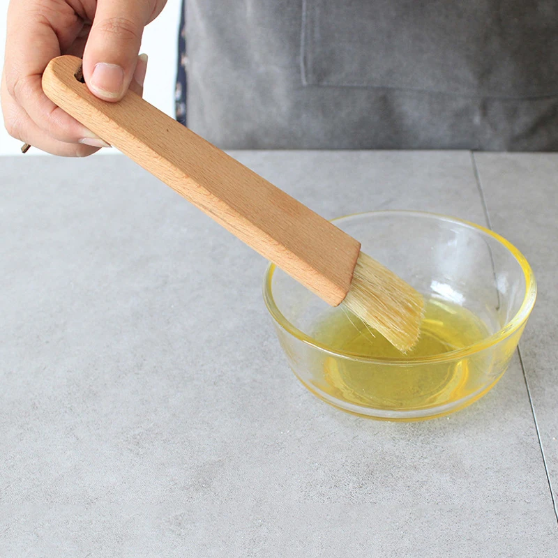 

Beech Wood Oil Brush High Temperature Baking Bakeware Bread Cook Pastry Oil BBQ Grilling Tool Basting Bristle Brush Kitchen
