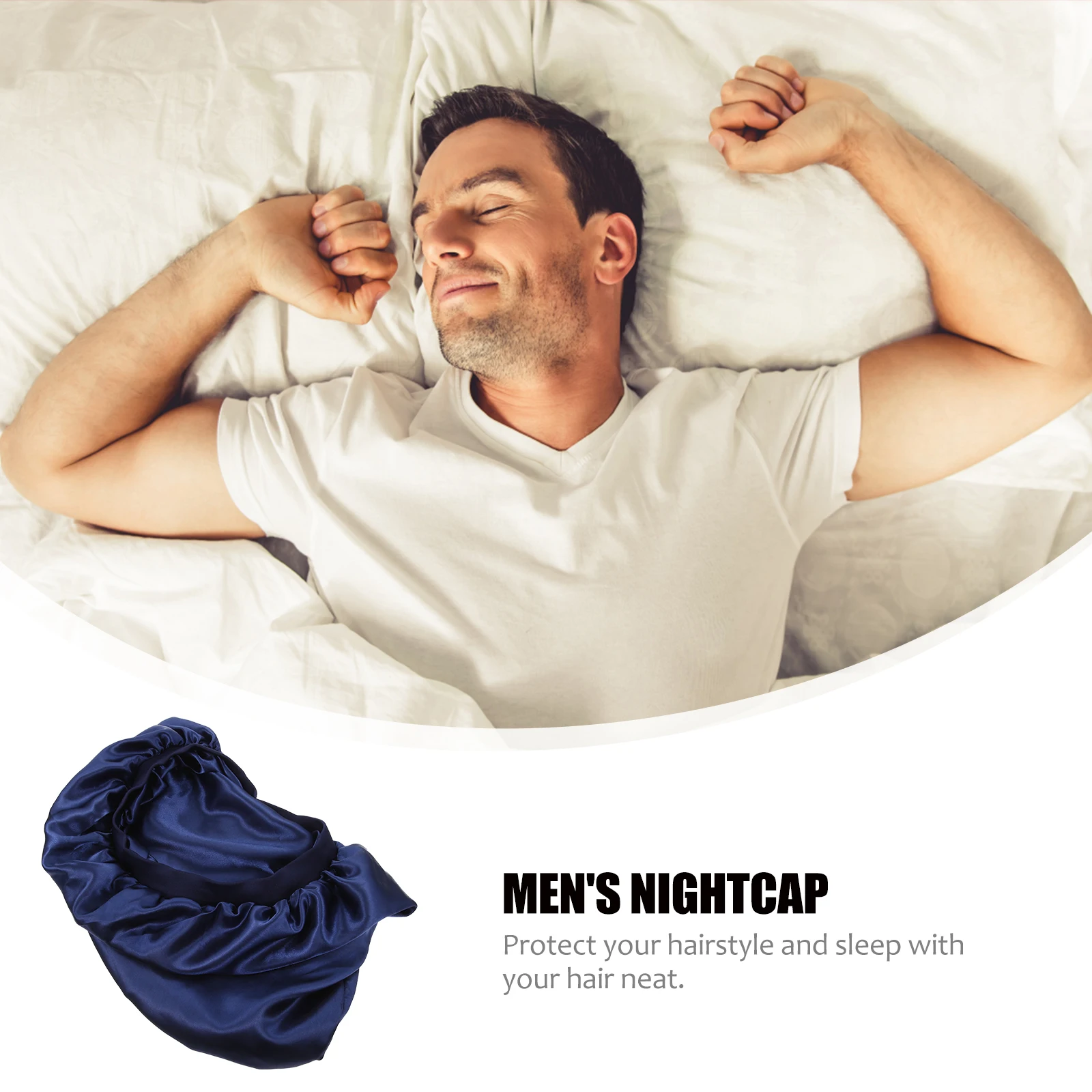 Long Satin Men's Sleeping Hat Elastic Brim Durable Comfortable Hair Care Bonnet for Home Women Hair Wrap