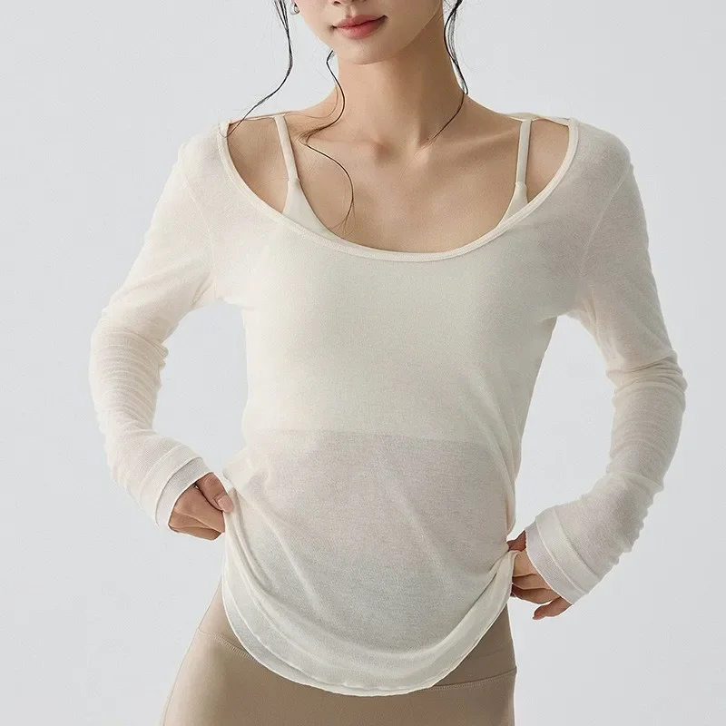 Women's Long Sleeve Sports Shirt Yoga Wear Fitness T-Shirt Quick-dry Running T-shirt Workout Top Female Gym Shirt Clothing