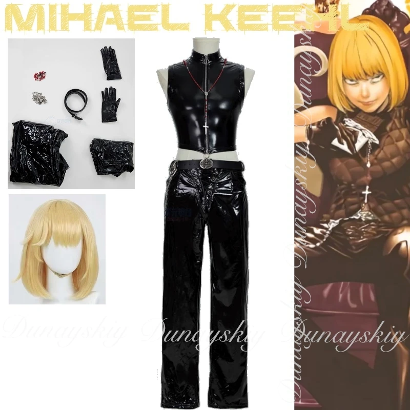 

DEATH NOTE Anime Mihael Keehl Cosplay L's Alternate Heir With Golden Hair And Full Leather Suit Cosplay Costume Anime All Of Set