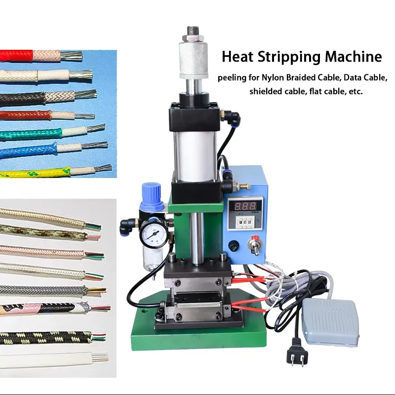 Pneumatic Heat Stripping Machine Nylon Data Cable Peeling Machine Nylon Braided Mesh Shielded Wire Vertical Hot Stripper