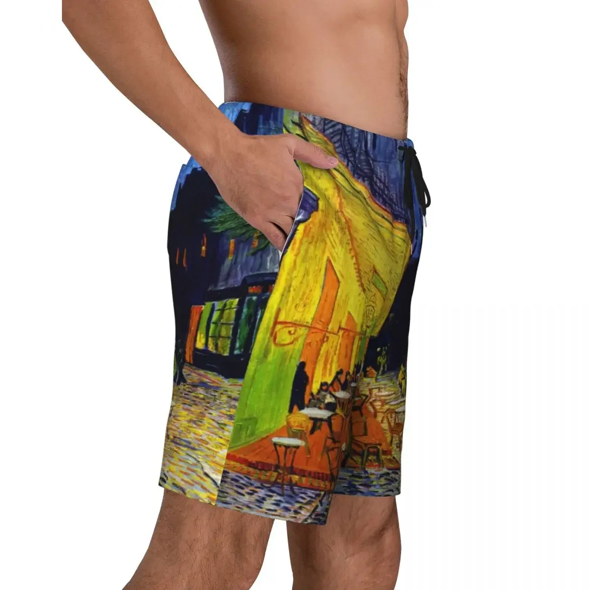 Cafe Terrace At Night Boardshorts Men Quick Dry Board Shorts Vincent Van Gogh Painting Swim Trunks Custom Print Swimwear Suits