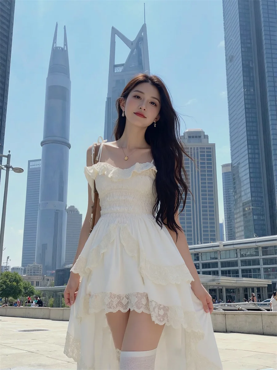 Vestido feminino apliques branco verão babados borda império cintura pura listrado poliéster recorte magro noite curto sexy clubwear