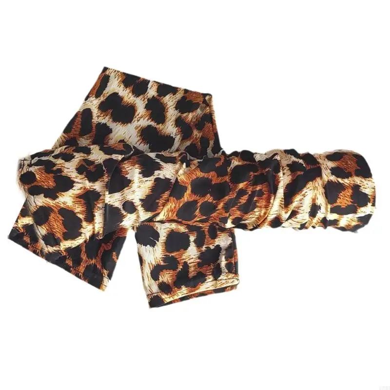 49MD Stylish Leopard Print Arm Sleeves Long Arm Gloves Soft Breathable Arm Covers