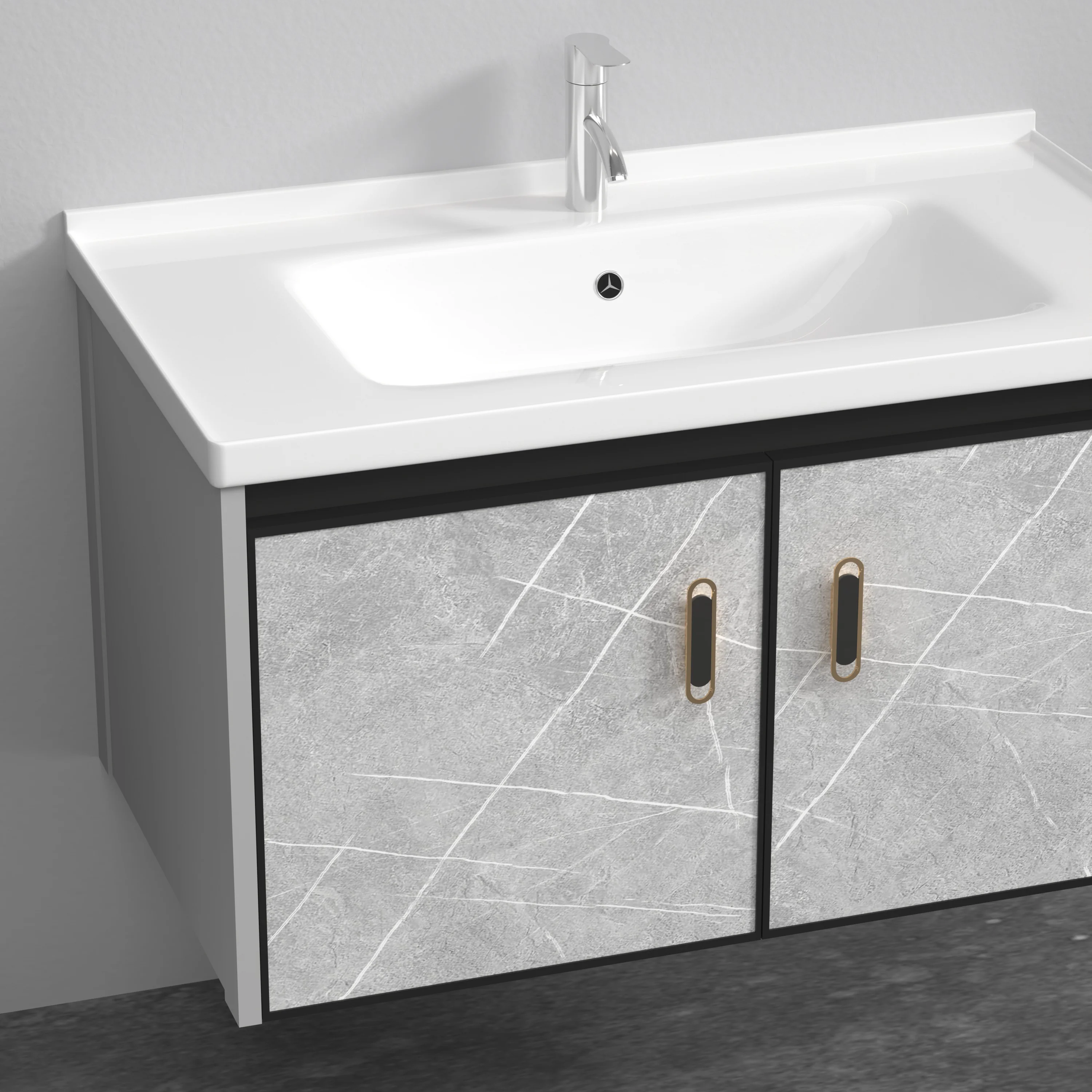 ￥# Modern Design PVC Wall-Mounted Eco-Friendly Bathroom Furniture Set Durable Quality Vanity