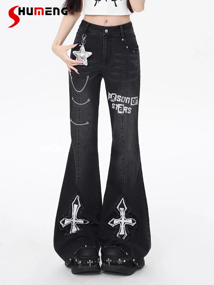 

Original European and American Hot Girls Street Jeans Autumn New Women's Subculture Slim Fit Low Waist Wide Leg Pants Trousers