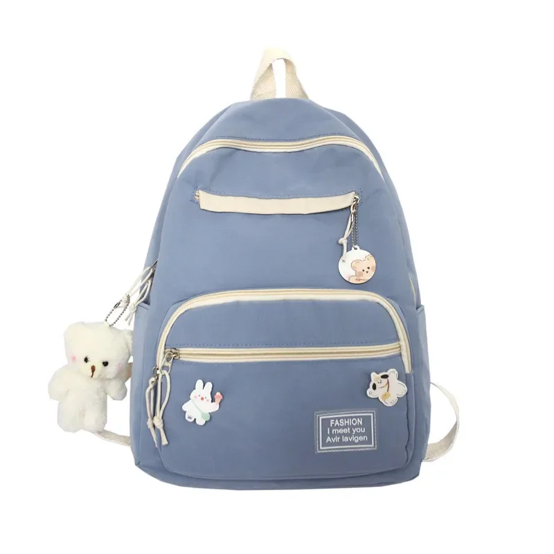 Sac à Dos d'École en Toile Solide pour Garçon et Fille, Grand Cartable Japonais Harajuku avec Fermeture Éclair