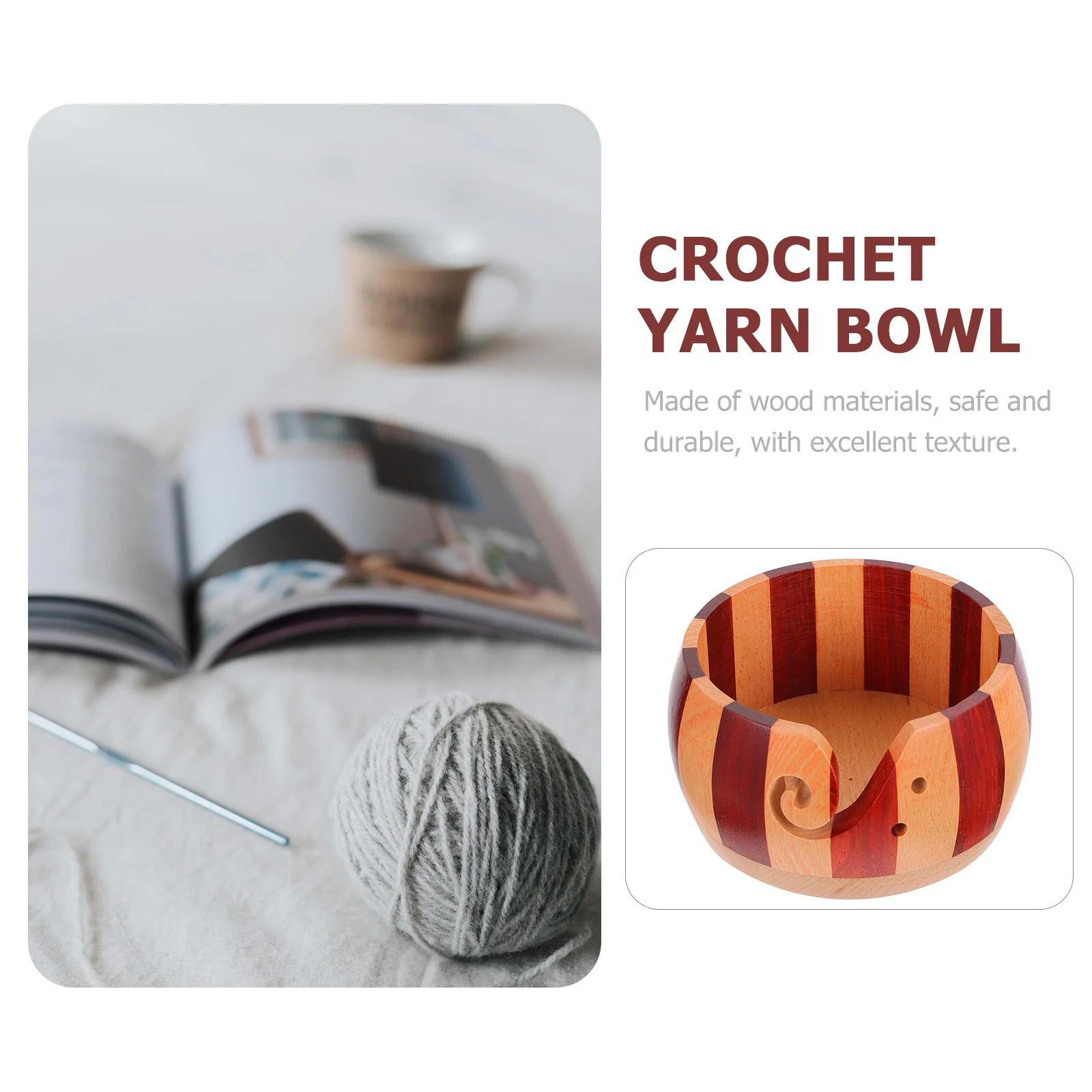

1pc Wooden Yarn Bowl Round Knitting Storage Holder For Wool Crochet Yarn Organizer Desktop Container Craft Room Decor