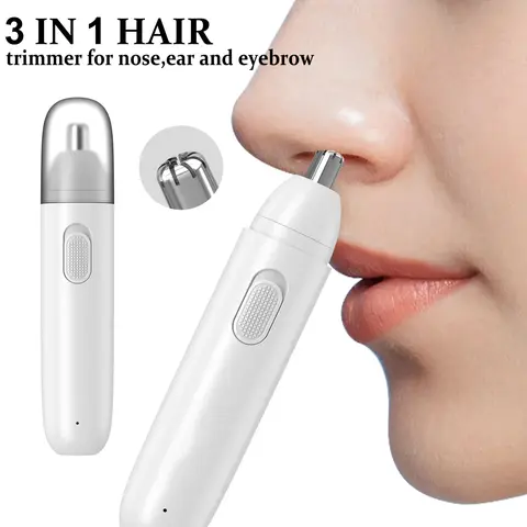Battery powered men's nose hair trimmer, 360 degree rotating dual blade, electric shaver, painless, safe, battery driven